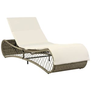 Poly Rattan lettino in grigio con comodo cuscino mobili da esterno resistente - Product Image 1