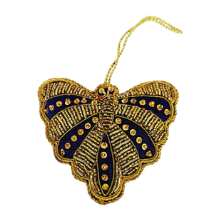 Elegant Design Top Selling Handcrafted Velvet <b>Beads</b> Made Gold/<b>Blue</b> Butterfly Shape Home Decorative Hanging Ornaments on Sale - Product Image 1