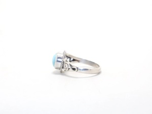 925 Sterling Silver Natural Larimar Gemstone <b>Ring</b> Handmade Statement <b>Fine</b> Jewelry Wedding Gift for Women - Product Image 5