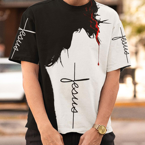 เสื้อยืดคอกลมแขนสั้นของผู้ชายออกแบบได้ตามต้องการด้วยผ้าโพลีเอสเตอร์ถักแบบธรรมดาระบายอากาศได้สีดำสีขาวพิมพ์ลาย - Product Image 5