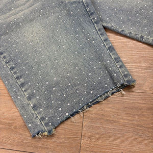 Pantalones Cortos de Mezclilla para Hombre, Estilo Vintage, con Pedrería, Lavados, al por Mayor, de Moda Urbana, Largos hasta la Rodilla - Product Image 6