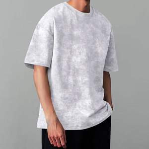 เสื้อยืดผู้ชายทรงโอเวอร์ไซส์ ย้อมสีแบบแอซิดวอช สไตล์วินเทจ สีซีดจาง ผ้าฝ้าย 100% ระบายอากาศได้ดี เหมาะสำหรับสตรีทแวร์ รับผลิตเสื้อยืด - Product Image 3