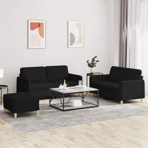 Black 100% Polyester <b>Sofa</b> <b>Set</b> With Metal Textilene Plywood For Living Room Modern Design - Product Image 3