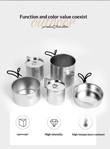 Outdoor <b>Camping</b> 304 Stainless Steel Set Pot <b>Camping</b> Cooker Water <b>Cup</b> Frying Pan Cooking Pot Portable Tableware Overlapping Set - Product Image 3