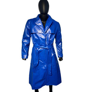 Manteau long en cuir PU pour femme, style vintage, respirant, écologique, séchage rapide, double boutonnage, avec ceinture – Vente en gros - Product Image 1