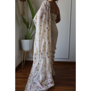 Sari de Novia de Diseñador con Bordado Zari y Pedrería - Product Image 2