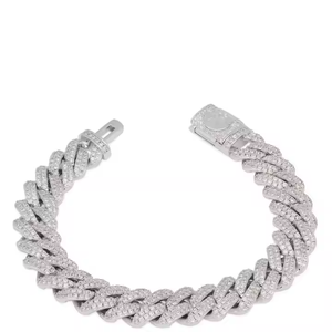 High End Cuban Sterling Silver Lab Grown Diamond Bracelet <b>Iced</b> <b>Out</b> <b>Chain</b> Link Style Hip Hop Fashion Jewelry Accessory - Product Image 2