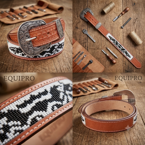 Ceinture Polo en Cuir Rayée Décontractée Equipro avec Boucle en Alliage à Cadre Carré, Design Brodé Durable, Largeur 3,5 cm, Longueur 110 cm - Product Image 3