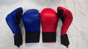 WKF Style Karate Mitts PU Leather Martial Arts Sparring <b>Gloves</b> <b>Red</b> Blue Fist Protectors Wholesale Premium PU Leather Karate - Product Image 2