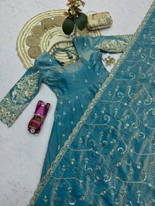 Best Selling Indian Pakistani Modest Anarkali Suit, Long Crepe Silk Salwar Kameez Traditional Party & Wedding Wear Women's Suit - Product Image 4