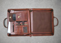 Porte-documents portable en cuir véritable marron A4 avec logo personnalisé, fermeture éclair, style vintage, organiseur de dossiers de voyage