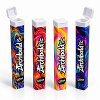 Tube carré en plastique de 120 mm pour emballage de cônes pré-roulés King-Size, avec couvercle Pop-Top résistant aux enfants et autocollant, vente en gros