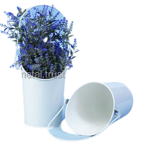 Seau en métal blanc galvanisé, pièce centrale - Product Image 4