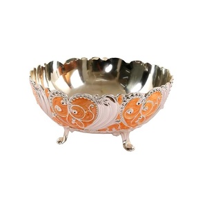 Bol en émail avec revêtement argenté, bol décoratif de luxe pour servir des desserts, pour la maison, Diwali, mariage, cadeau, décoration de table centrale - Product Image 1