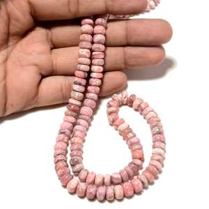 ลูกปัดโรโดโครไซต์ทรงรอนเดลล์เรียบ สีชมพูธรรมชาติ ลูกปัดพลอยโรโดโครไซต์สำหรับทำเครื่องประดับ DIY - Product Image 1