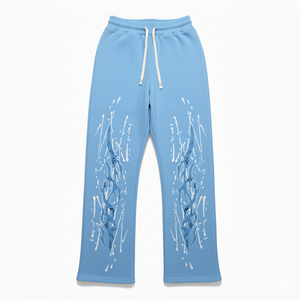 Pantalones Deportivos Anchos Negros para Hombre, Estampado de Llamas Rosadas, Cintura Elástica con Cordón, Estilo Urbano, Joggers Casuales - Product Image 4