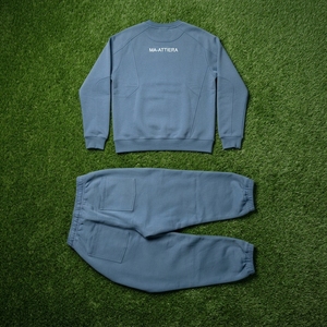 Conjunto de Sudadera Azul para Hombre, Pantalones Deportivos Cargo, Cuello Redondo, Bolsillos Utilitarios, Traje Deportivo de Dos Piezas, Ropa Casual Urbana - Product Image 5