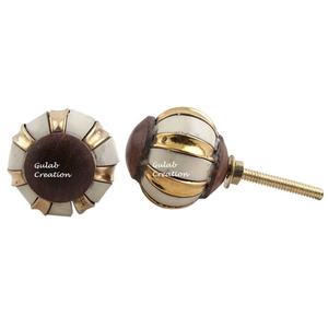Bouton de tiroir décoratif en résine, laiton et bois Poignée d'armoire en matériaux mixtes faite à la main pour commodes, armoires, quincaillerie de meubles - Product Image 3