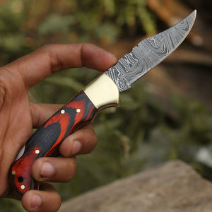 Cuchillo Plegable de Damasco Hecho a Mano con Construcción Duradera, Cuchillo de Bolsillo de Damasco con Fuerte Sistema de Bloqueo, Cuchillo Plegable de Damasco - Product Image 3