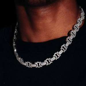 Collar de Joyería de Lujo con Moissanita y Plata 925, Chapado en Oro y Rodio, Cadena Cubana Personalizada para Hombre, Estilo Hip Hop - Product Image 2