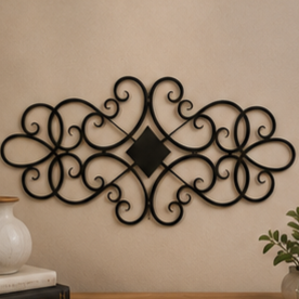 Arte de Pared de Hierro, Diseño Decorativo en Espiral, Adorno de Pared de Metal Negro para Decoración del Hogar, Estilo Antiguo, Artesanía Soldada - Product Image 2