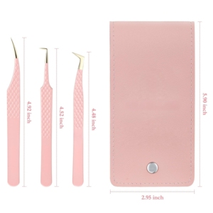 Juego de Pinzas para Pestañas con Baño de Oro Rosa, Punta Curva de Precisión, Herramientas para Injerto de Pestañas, Punta Suave, Antiestáticas, Agarre Duradero - Product Image 6