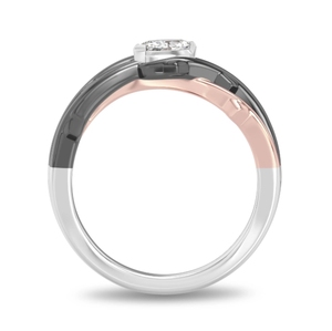 Bague Bypass en Or Rose avec Diamants Taille Marquise et Accents Pointus en Argent Sterling 925, Collection Luxe Imperial Jewels pour Femme - Product Image 3