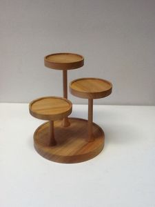 <b>Rustic</b> <b>Wooden</b> Cake Stand With Natural Grain Finish For Wedding Dessert Table - Product Image 2