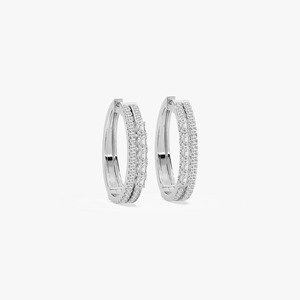 Pendientes de Aro de Doble Hilera con Diamantes Cultivados en Laboratorio, Redondos y Esmeralda, de Alta Calidad, 1.73CTW, para Uso Diario, de Lujo, para Mujer - Product Image 1