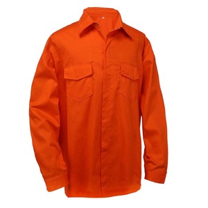 Chemise de travail en coton à manches longues orange haute visibilité pour hommes avec poches poitrine pour une tenue de sécurité - Product Image 4