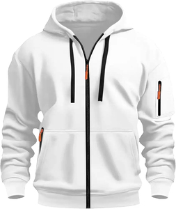 Sudadera con Capucha y Cierre para Hombre, Color Verde Oliva, Corte Regular, Estilo Casual, Color Sólido, Tela French Terry, Manga Larga, Diseño con Bolsillos, Otoño - Product Image 4