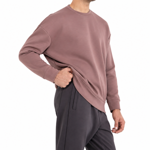 Sudadera de Cuello Redondo Color Rosa Empolvado para Hombre, Corte Holgado, Tejido de Algodón, Estilo Casual para Otoño - Product Image 3