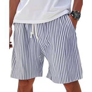 Minimalist <b>Men</b> Blue White Striped Beach Shorts Casual Drawstring Swim <b>Trunks</b> <b>For</b> Summer Daily Wear Vacation Oversized Shorts - Product Image 6