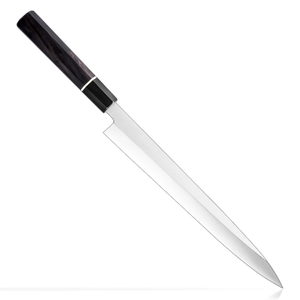 Couteau de chef artisanal de style japonais LEGACY BLADES en acier à haute teneur en carbone, ambidextre, finition polie, manche en bois, compatible lave-vaisselle - Product Image 2