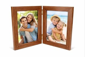 Cadre photo double en bois, chêne naturel, 8x10, écologique, imprimé UV, 1 couleur, rectangulaire, rustique, décoration de bureau à domicile, cadeau - Product Image 2
