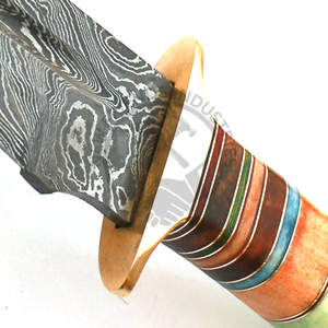 Nueva Edición de Marca, Cuchillo Bowie Personalizable de Acero de Damasco de 12 Pulgadas, Cuchillo de Caza de Hoja Fija, Cuchillo de Supervivencia con Mango de Hueso de Camello de Color - Product Image 6