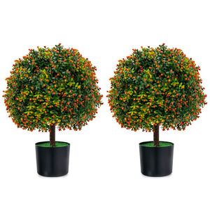 Confezione da 2 alberi artificiali da frutto in legno di bosso - Product Image 1
