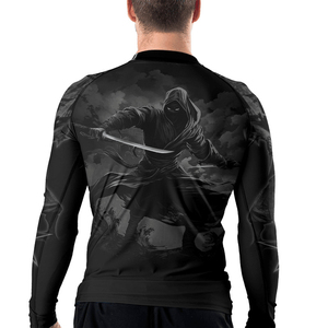 Maillot de compression unisexe noir à manches courtes personnalisable avec impression par sublimation, séchage rapide, pour MMA, BJJ, grappling - Product Image 5