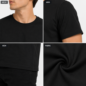 เสื้อยืดโอเวอร์ไซส์ผู้ชาย ผ้าฝ้ายสีดำ คอกลม ไหล่ตก ทรงใหญ่ หนานุ่ม ขายส่ง เสื้อผ้าสตรีทแวร์ ทรงบ็อกซี่ - Product Image 4