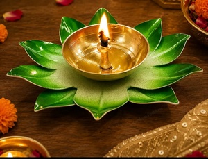 Ensemble de porte-bougie en céramique florale, design lotus, décoration de table d'intérieur pour Diwali, utilisation dans le salon - Product Image 4