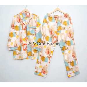 Camisa de Mujer Estilo Bohemio Romántico con Estampado Floral, 100% Algodón, Mangas Largas, Cuello Camisero, Cierre con Cordón, Transpirable, de Secado Rápido y Suave - Product Image 1