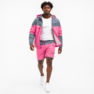 Wholesale Men's Hooded Lightweight <b>Windbreaker</b> Jacket and Shorts Set Breathable Quick Dry Autumn Sports Suit - Product Image 4