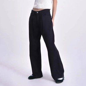 Pantalones Vaqueros de Cintura Alta y Pierna Ancha, de Algodón, Corte Holgado, Color Sólido, Estilo Casual de Otoño, Jeans para Mujer - Product Image 2