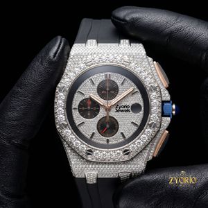 Reloj Cronógrafo de Lujo con Diamantes para Hombre, Oro Rosa, Acero Inoxidable, Correa de Goma Negra, Estilo Hip Hop - Product Image 3