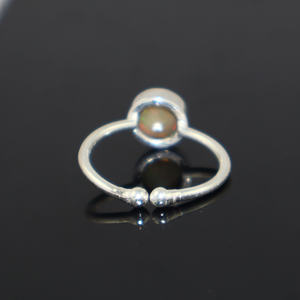 Anillo ajustable chapado en plata de ley 925 con ópalo etíope natural de diseño clásico y forma redonda, joyería para mujeres y niñas. - Product Image 3