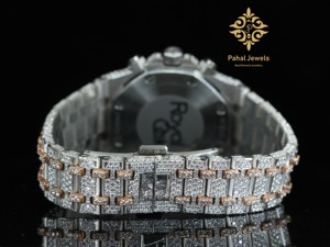 นาฬิกาโครโนกราฟหรูหราประดับเพชร Pahal Jewels รุ่น Unisex ขนาด 40 มม. ตัวเรือนสแตนเลสสตีล ระบบอนาล็อก รุ่นลิมิเต็ดอิดิชั่น ดีไซน์ทันสมัย - Product Image 4