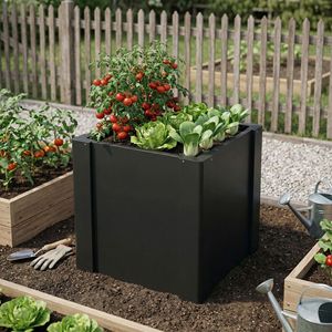 Black 1.4 X 1.4 X 1.5 ft Raised Garden Bed Galvanized Outdoor Gloves for Gardening Flower Herb Vegetable <b>Planter</b> <b>Box</b> - Product Image 2