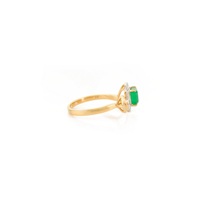 Anillo de Boda Abierto con Halo de Diamantes y Esmeralda en Oro Amarillo K18 Real de Primera Calidad, Diseño Único, Joyería Hecha a Mano al por Mayor - Product Image 5