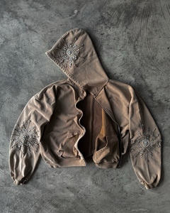 Sudadera con Capucha Extra Grande con Adornos de Copos de Nieve de Diamantes de Imitación, Chaqueta con Cierre de Felpa Francesa para Hombre, Ropa Casual de Otoño - Product Image 1