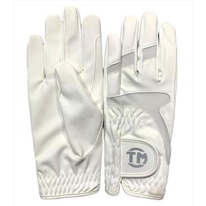 Guantes de Equitación Blancos Personalizados para Salto Ecuestre, con Malla de Ventilación en la Parte Posterior, Palma de Cuero Sintético, Agarre Antideslizante y Transpirables - Product Image 1